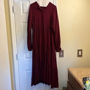 Tiered Burgundy Maxi Dress